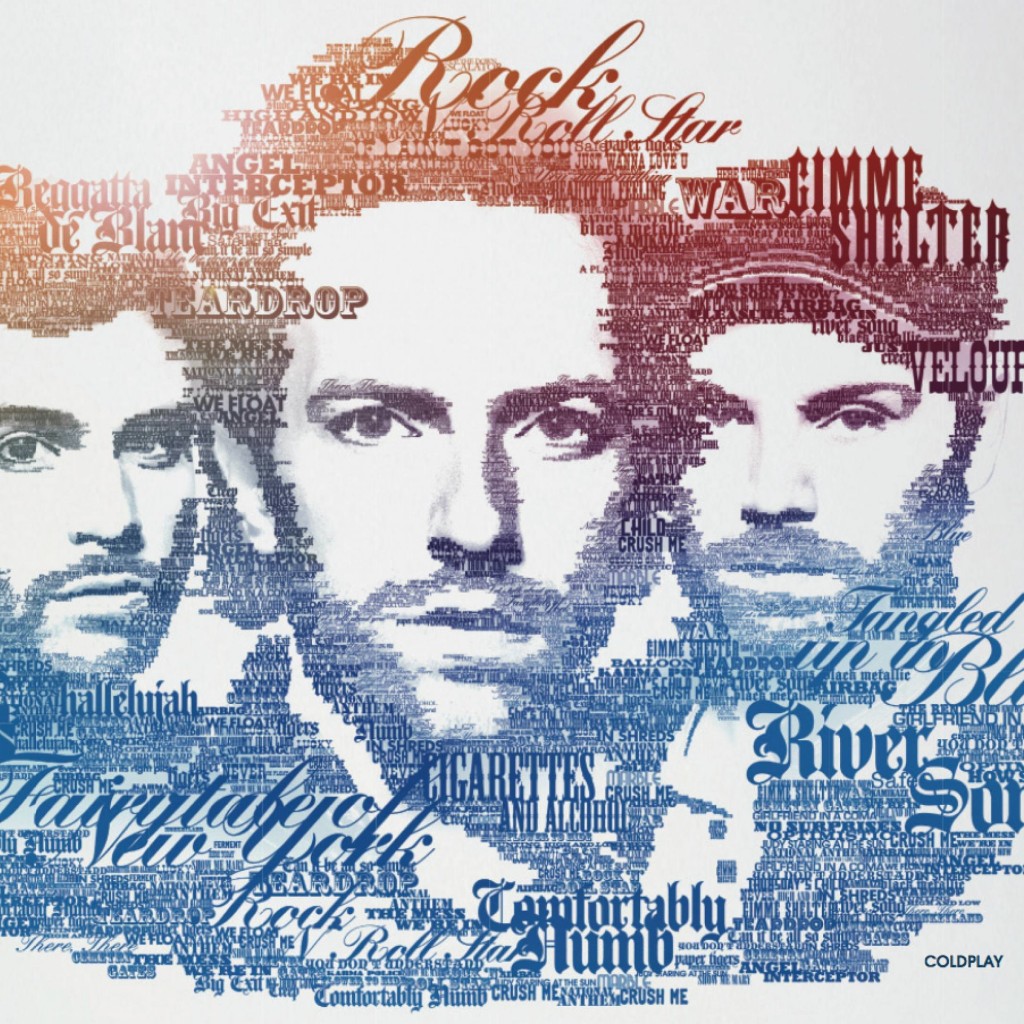 Coldplay Typographic Portrait Wallpaper for Apple iPad 2