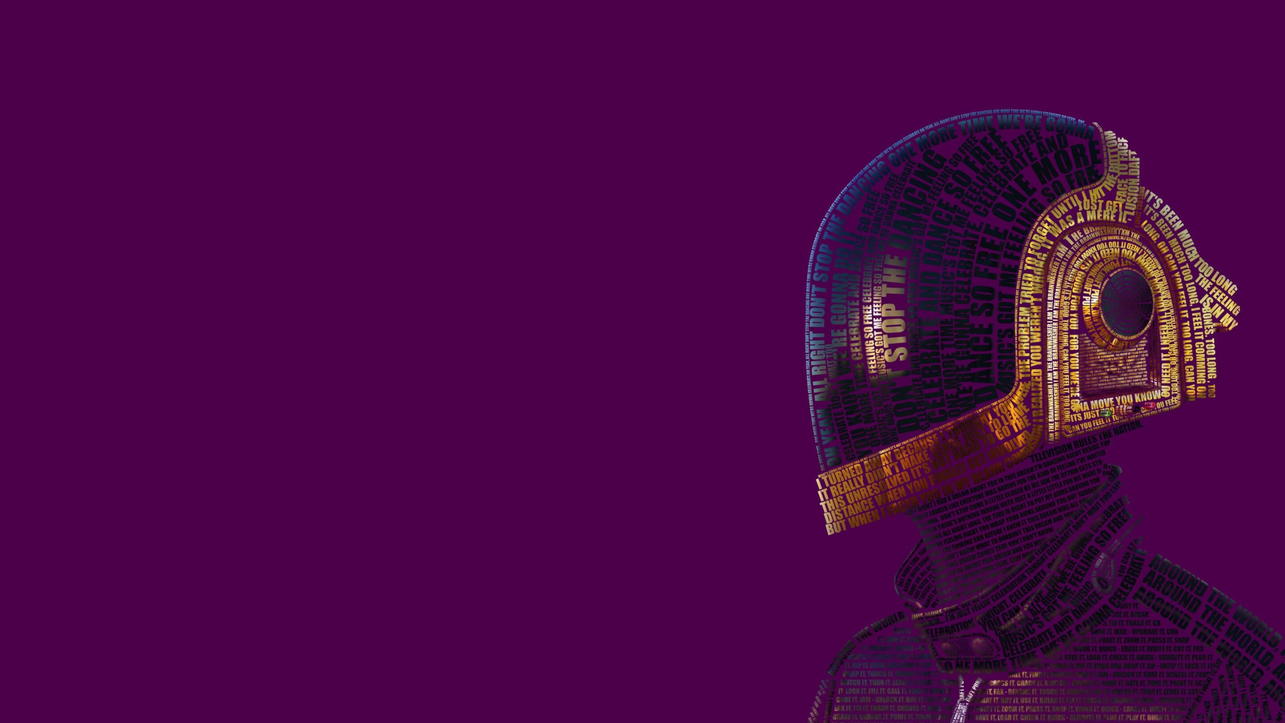 Daft Punk Typographic Portrait Wallpaper for Desktop 2560x1440