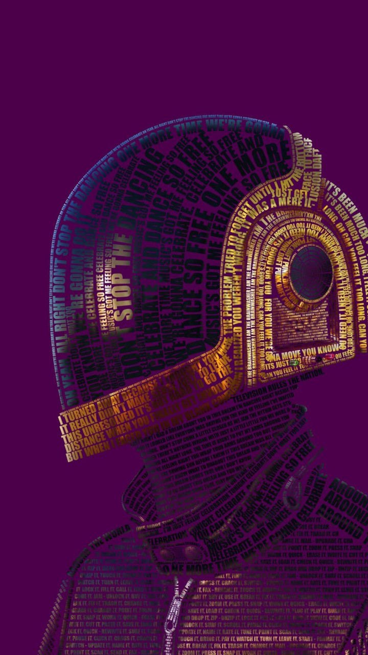 Daft Punk Typographic Portrait Wallpaper for Motorola Droid Razr HD