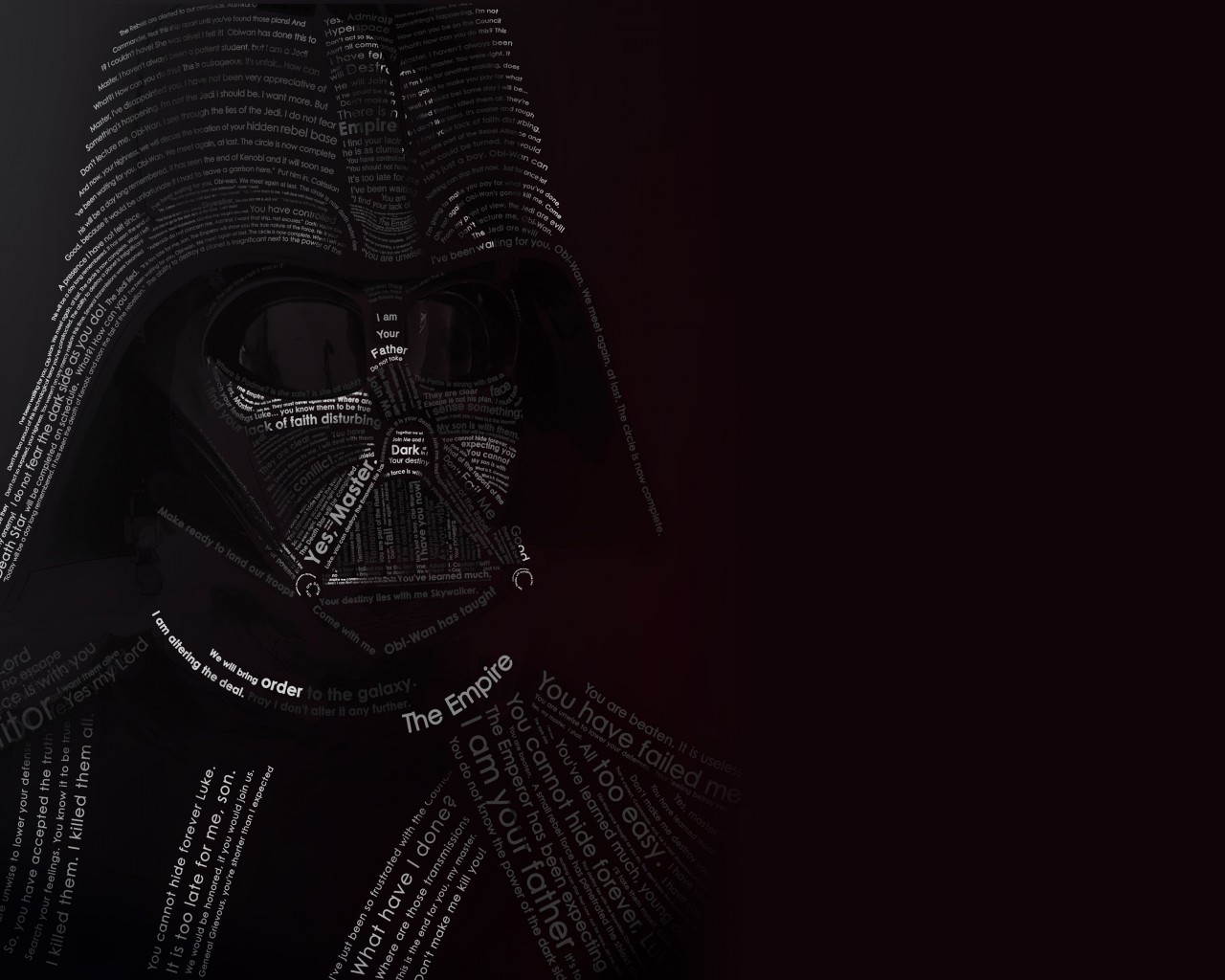 Darth Vader Typographic Portrait Wallpaper for Desktop 1280x1024