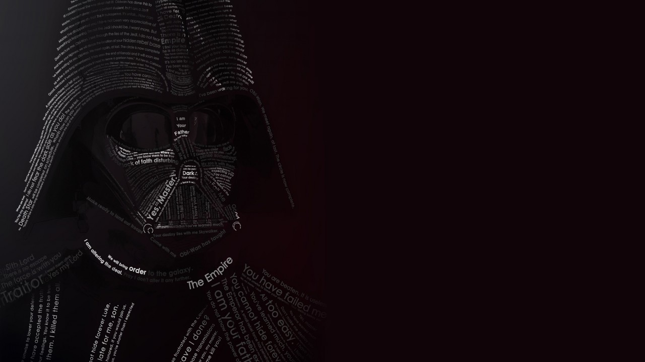 Darth Vader Typographic Portrait Wallpaper for Desktop 1280x720