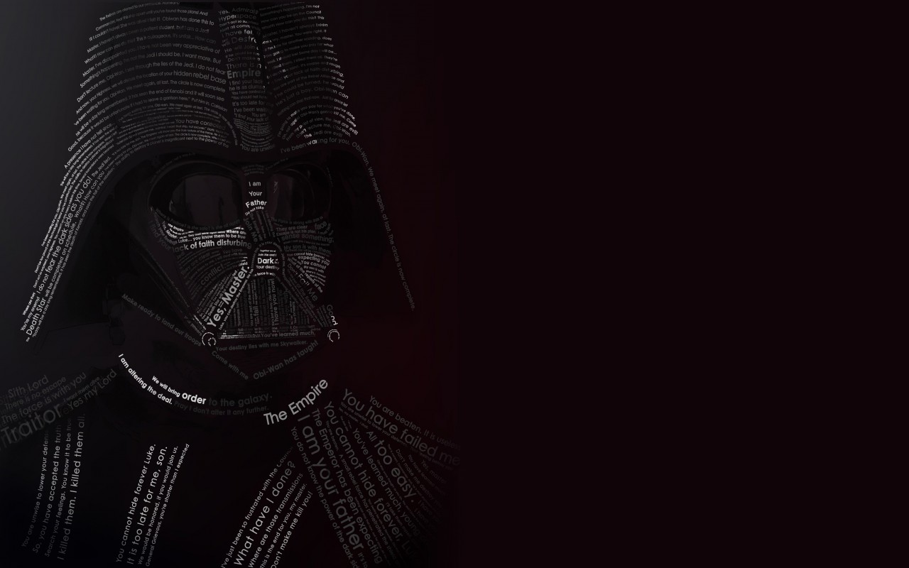Darth Vader Typographic Portrait Wallpaper for Desktop 1280x800