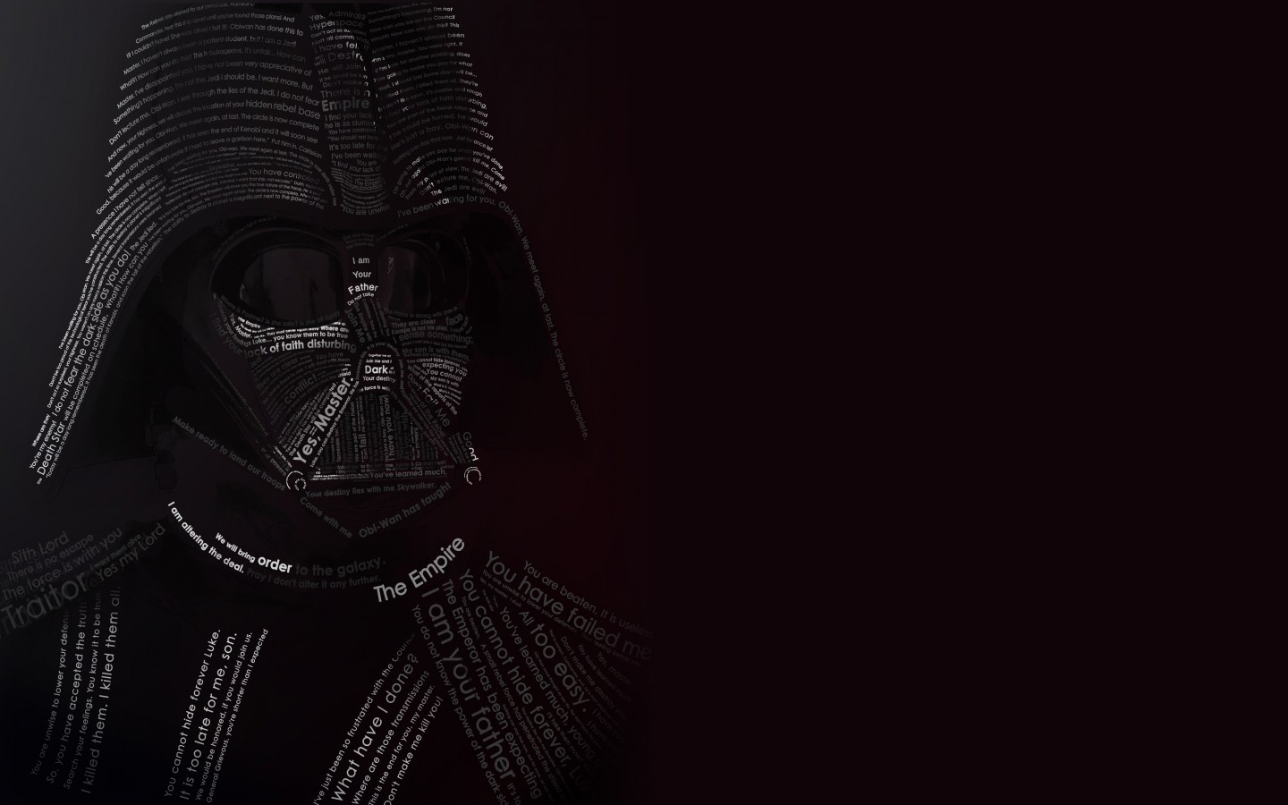 Darth Vader Typographic Portrait Wallpaper for Desktop 1440x900