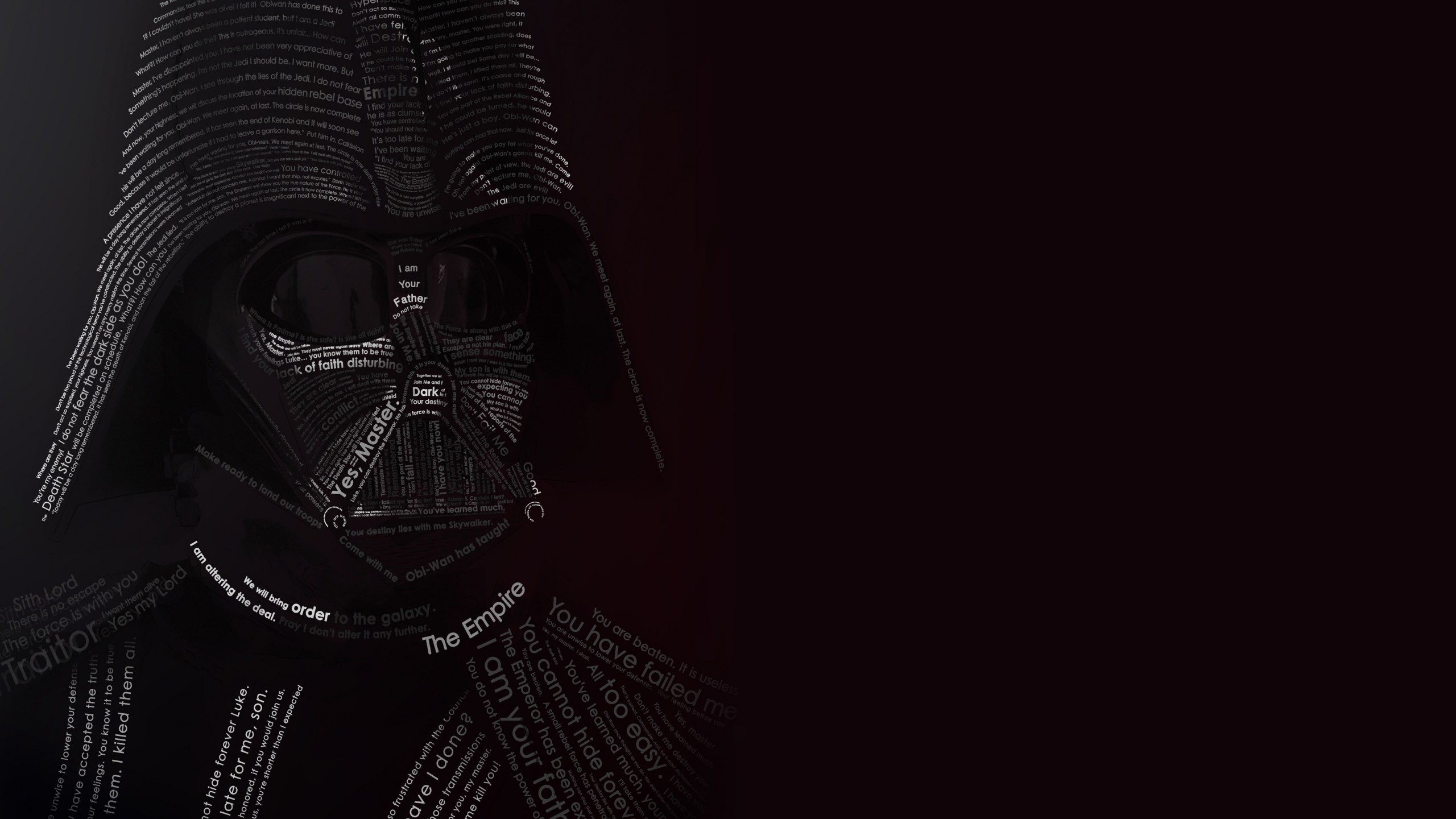 Darth Vader Typographic Portrait Wallpaper for Desktop 2560x1440