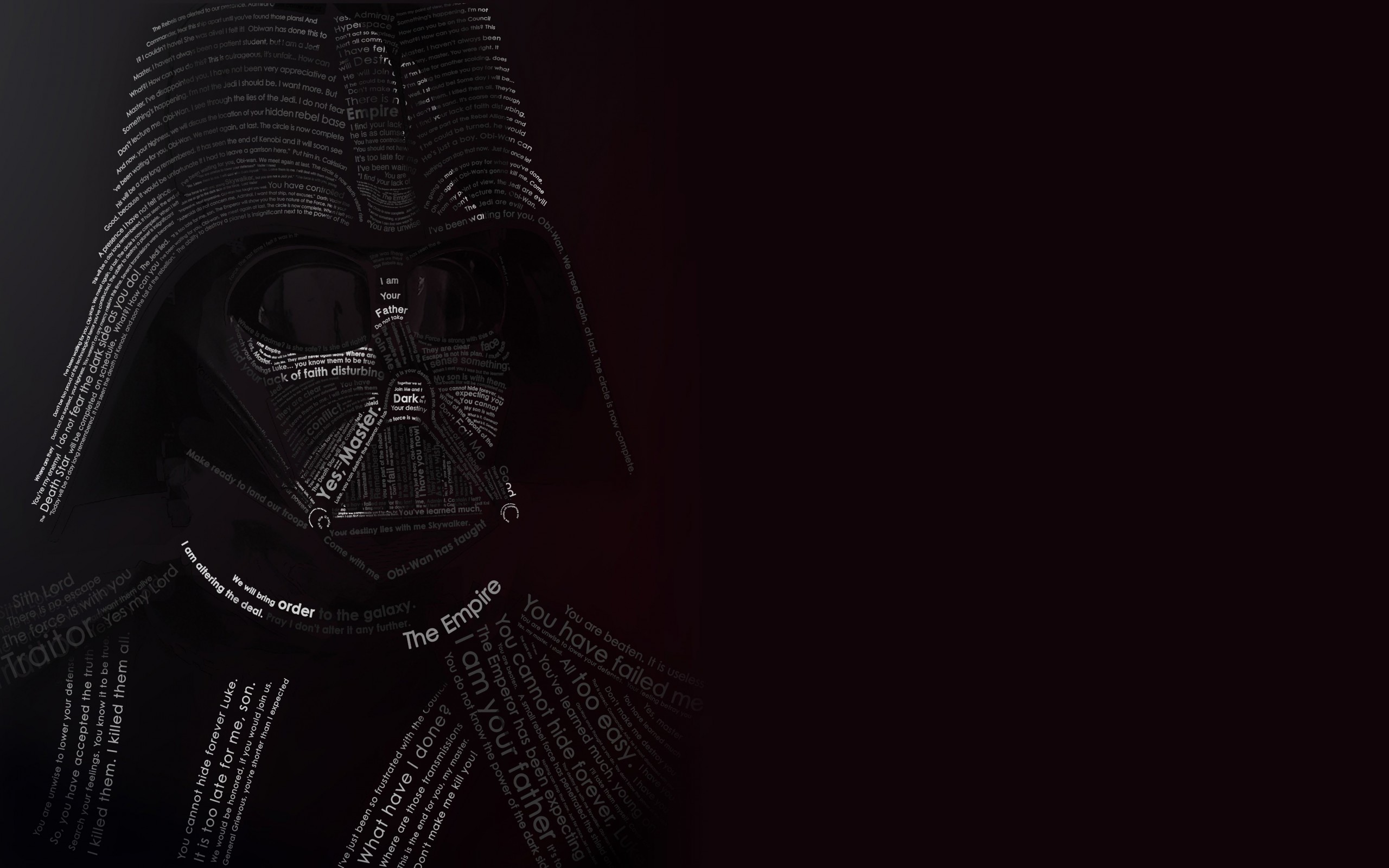 Darth Vader Typographic Portrait Wallpaper for Desktop 2560x1600