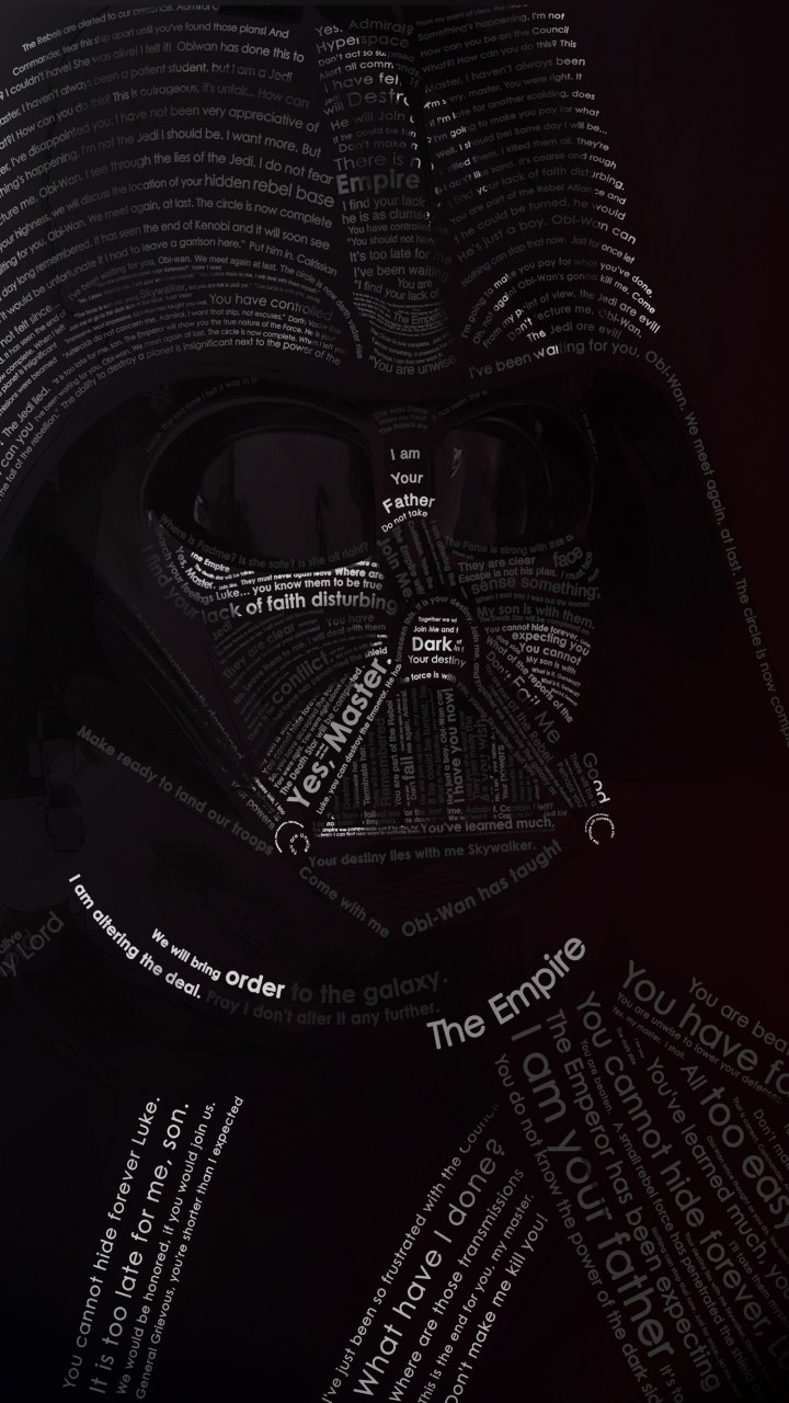 Darth Vader Typographic Portrait Wallpaper for Motorola Droid Razr HD