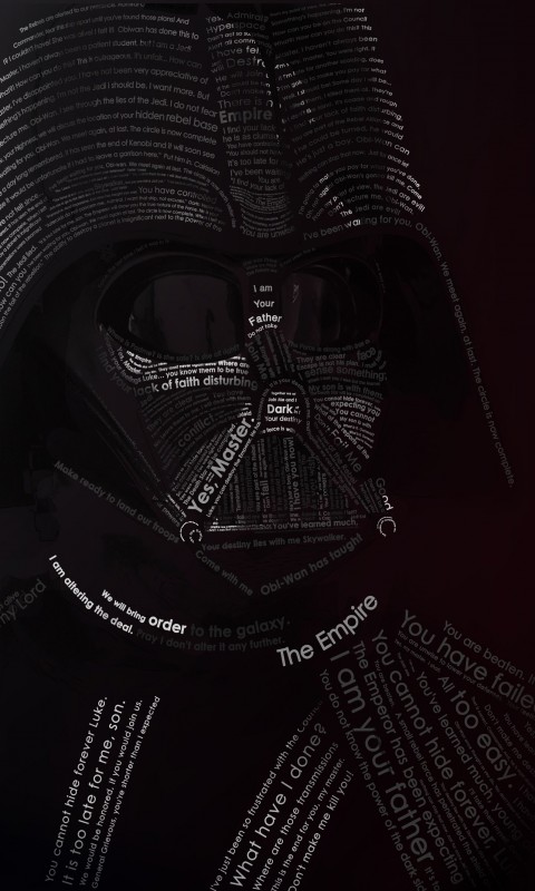 Darth Vader Typographic Portrait Wallpaper for SAMSUNG Galaxy S3 Mini