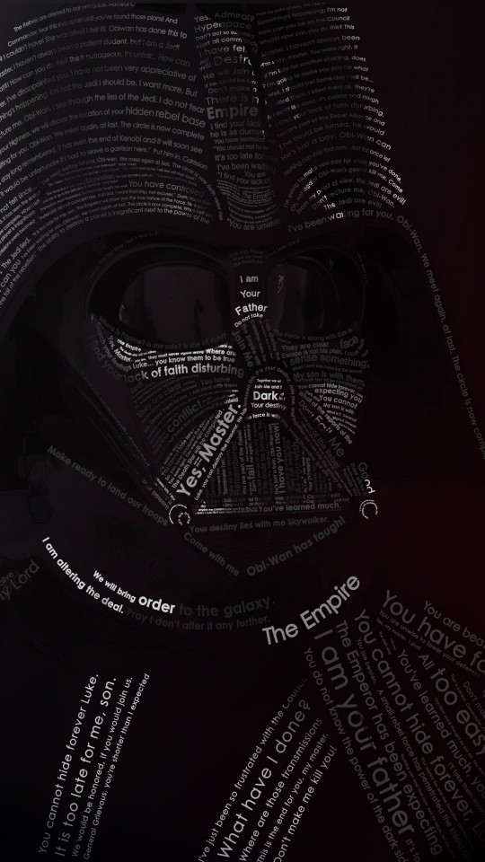Darth Vader Typographic Portrait Wallpaper for SAMSUNG Galaxy S4 Mini