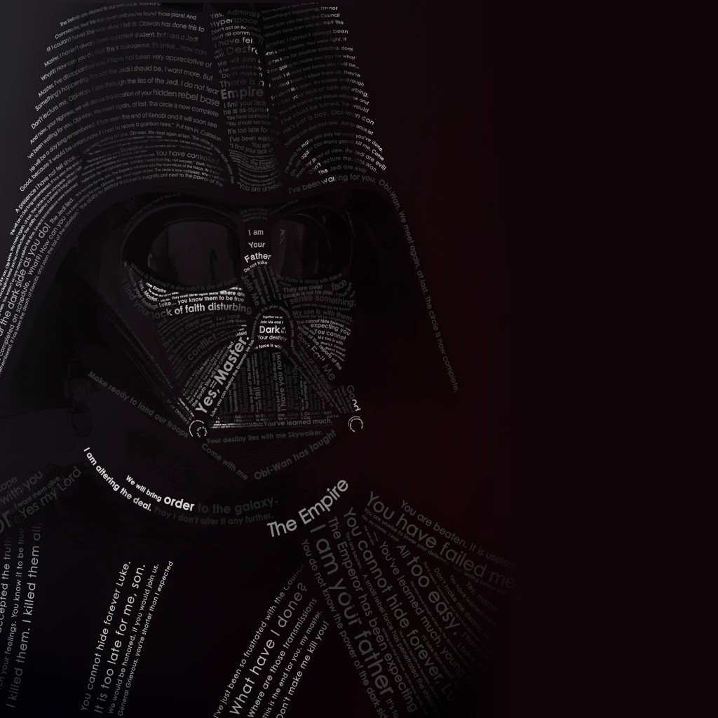 Darth Vader Typographic Portrait Wallpaper for Apple iPad 2