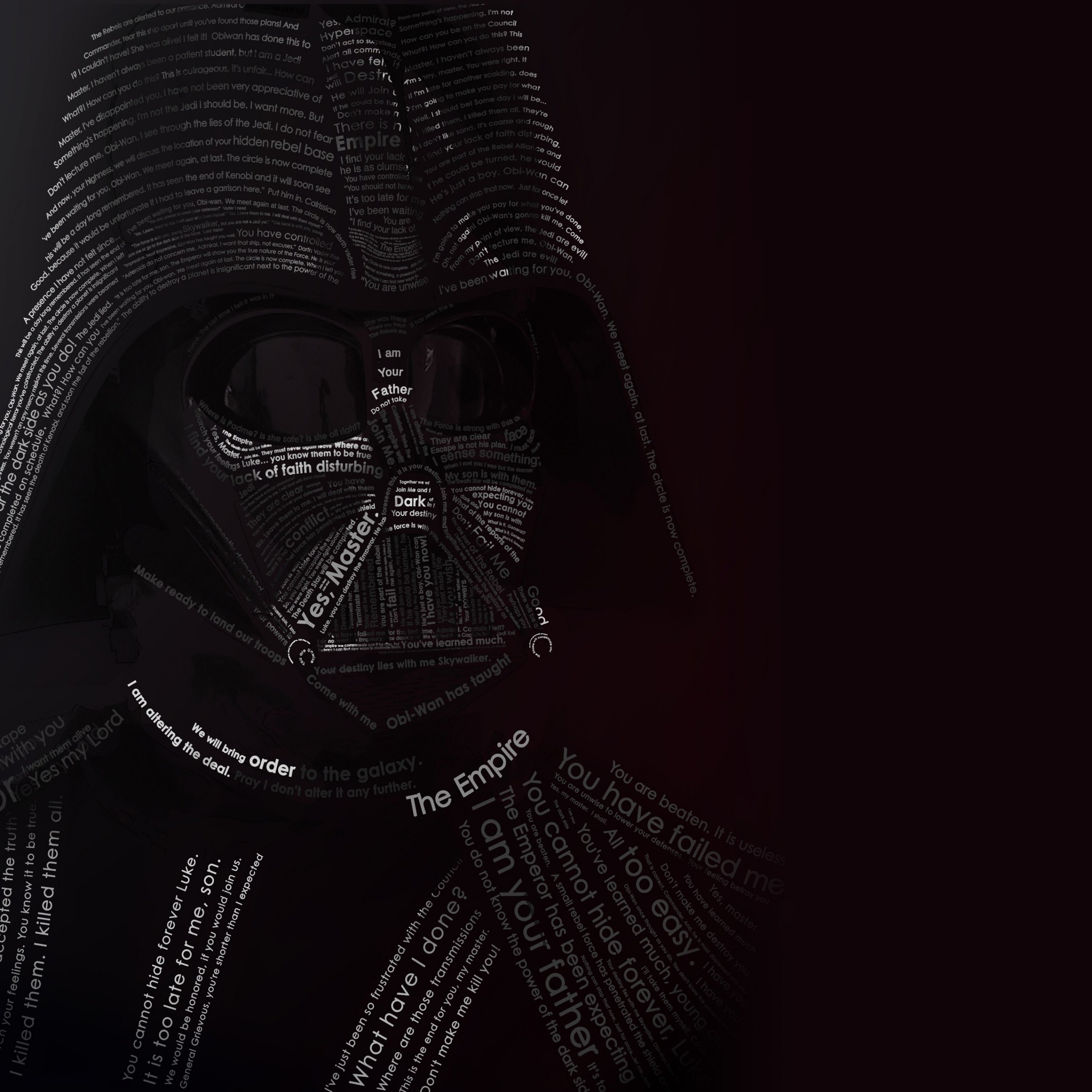 Darth Vader Typographic Portrait Wallpaper for Apple iPad 3