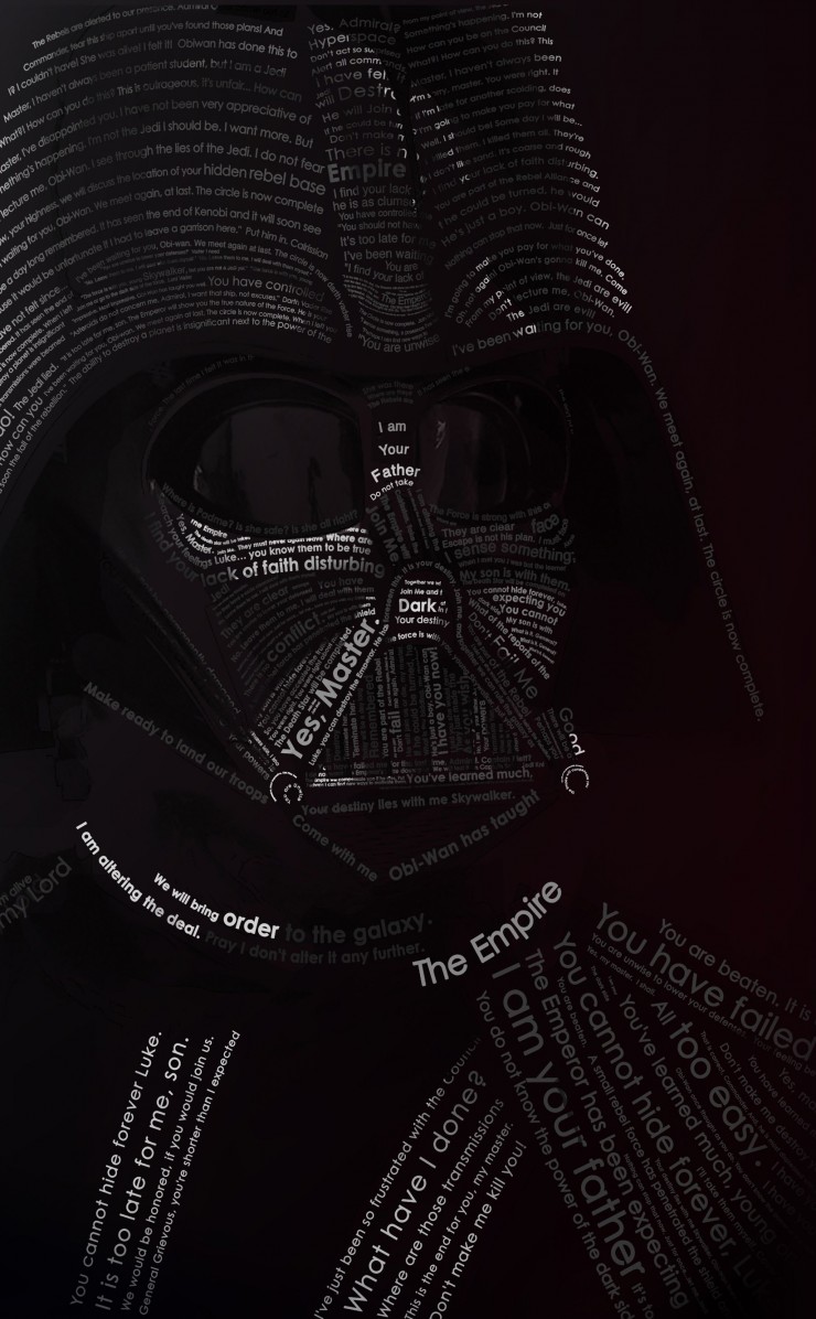 Darth Vader Typographic Portrait Wallpaper for Apple iPhone 4 / 4s