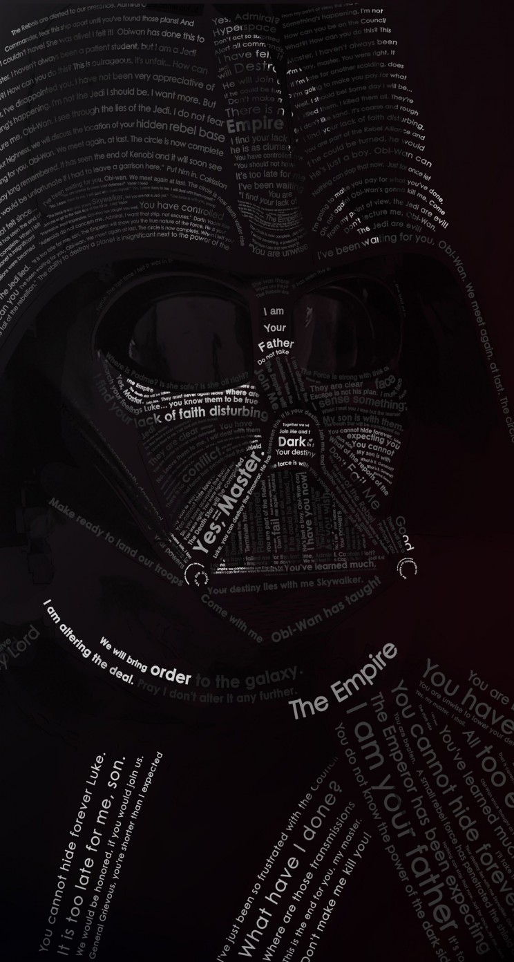 Darth Vader Typographic Portrait Wallpaper for Apple iPhone 5 / 5s