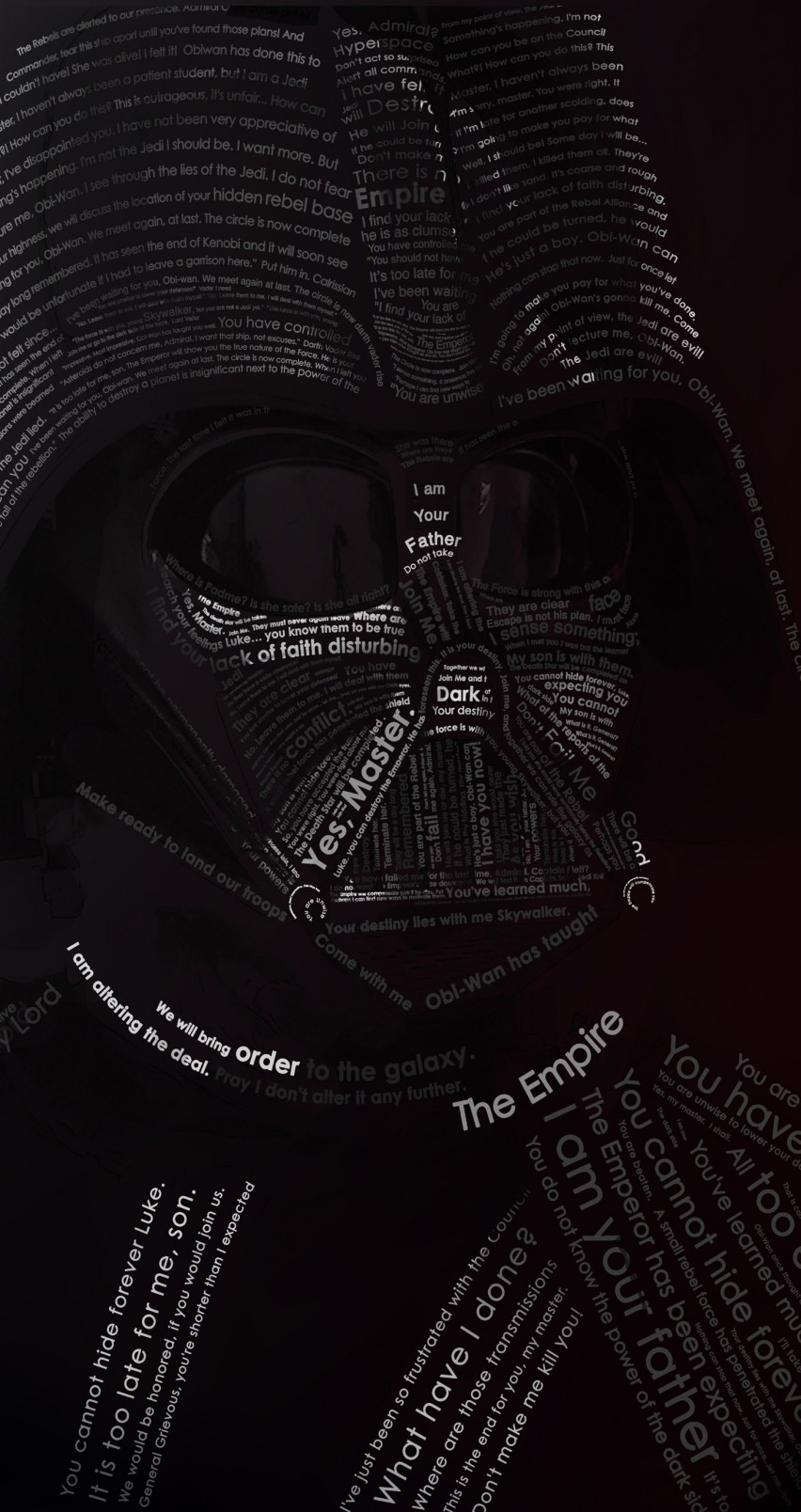 Darth Vader Typographic Portrait Wallpaper for Apple iPhone 6 / 6s