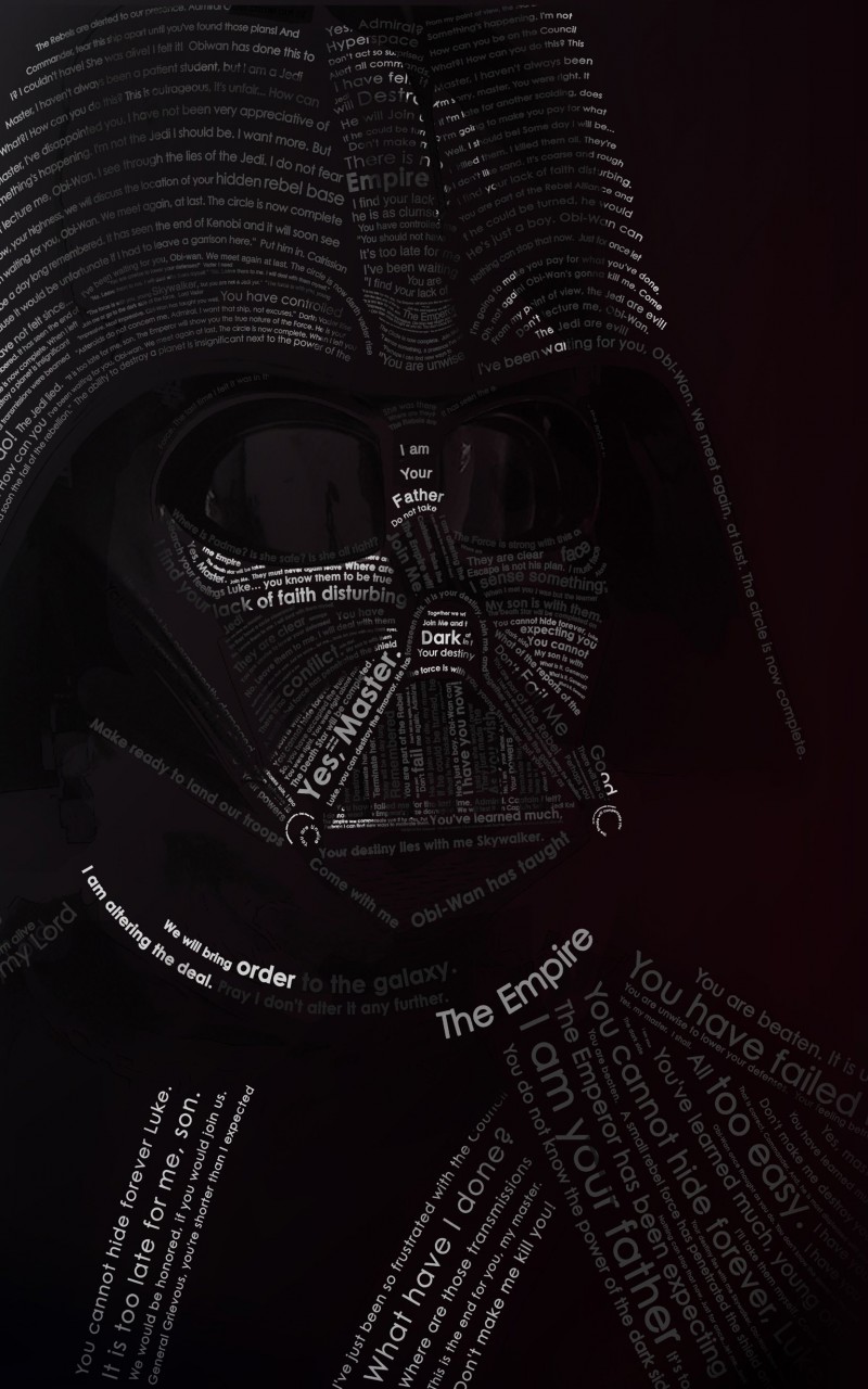 Darth Vader Typographic Portrait Wallpaper for Amazon Kindle Fire HD