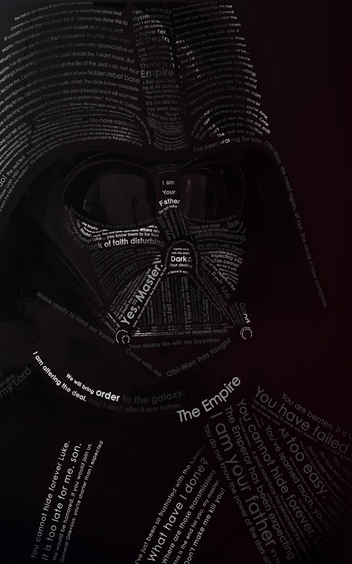 Darth Vader Typographic Portrait Wallpaper for Amazon Kindle Fire HDX