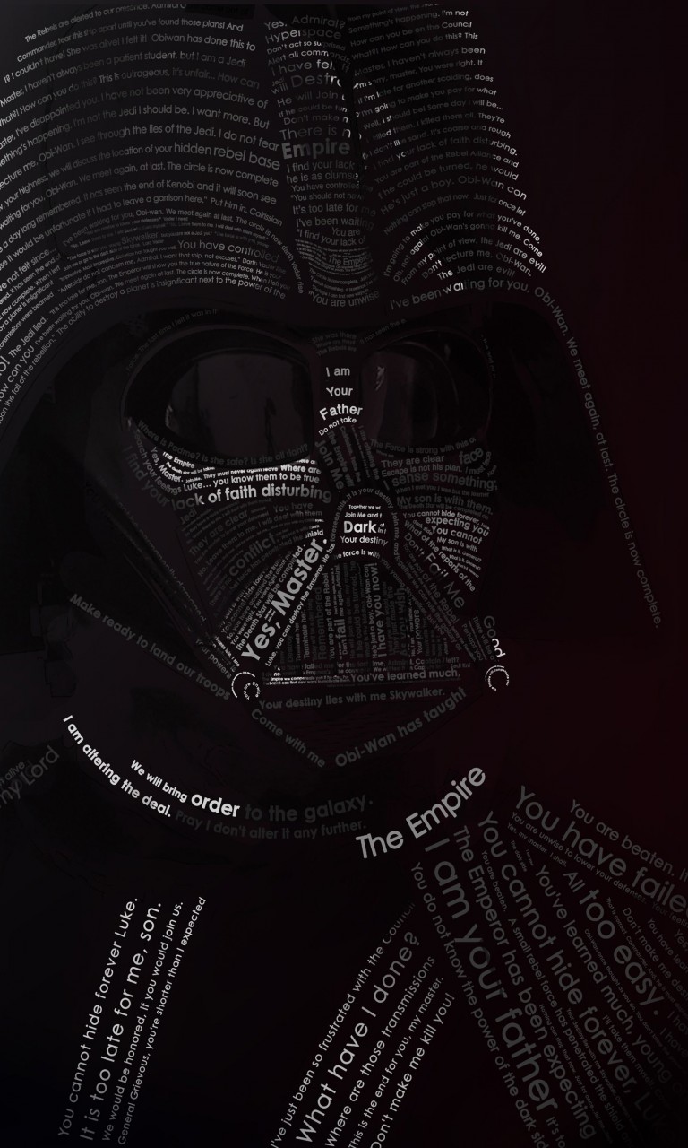 Darth Vader Typographic Portrait Wallpaper for Google Nexus 4