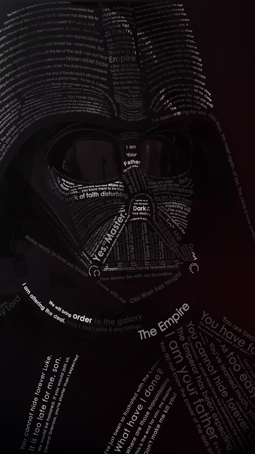 Darth Vader Typographic Portrait Wallpaper for Google Nexus 5