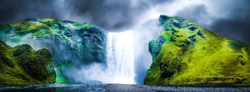 Dreamy Waterfall Wallpaper for Social Media Facebook Cover