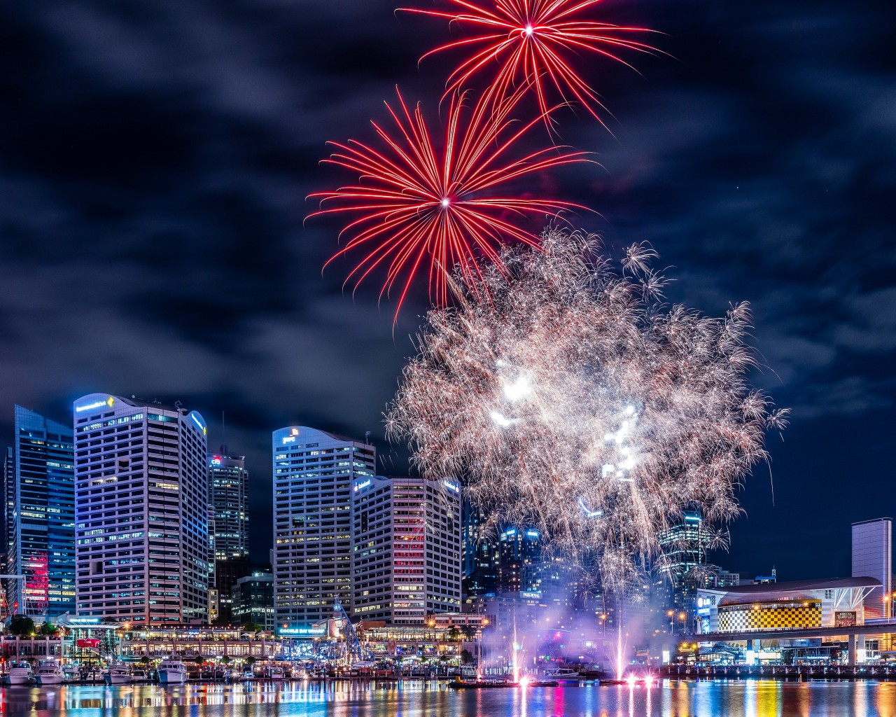 Fireworks In Darling Harbour Wallpaper for Desktop 1280x1024