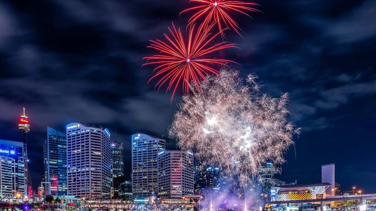 Fireworks In Darling Harbour Wallpaper for Desktop 1280x720