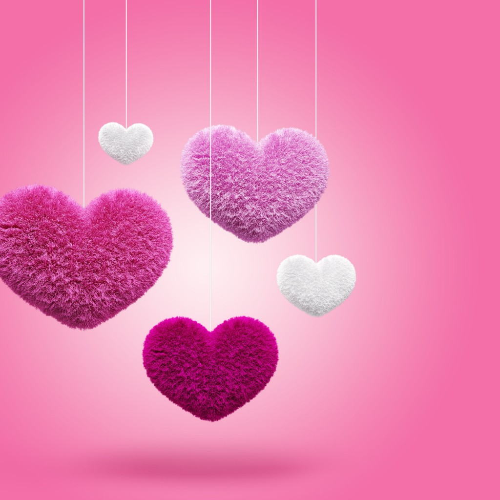 Fluffy Hearts Wallpaper for Apple iPad 2