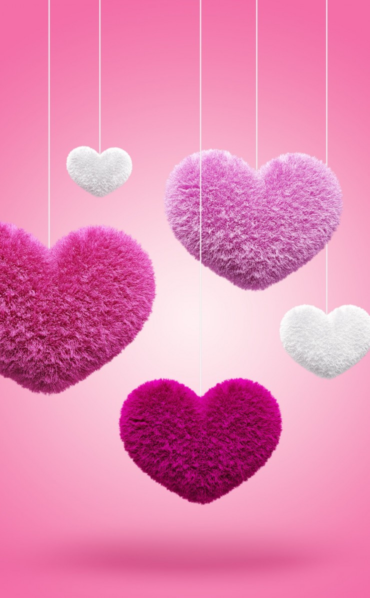 Fluffy Hearts Wallpaper for Apple iPhone 4 / 4s