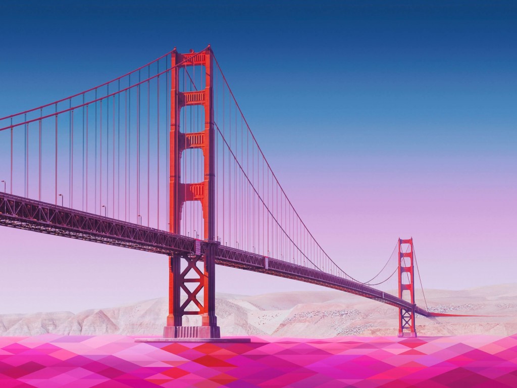 Geometric Golden Gate Bridge Wallpaper for Desktop 1024x768
