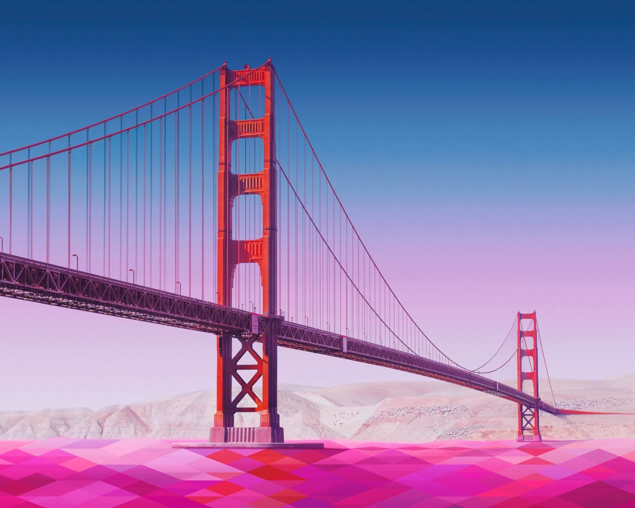 Geometric Golden Gate Bridge Wallpaper for Desktop 1280x1024