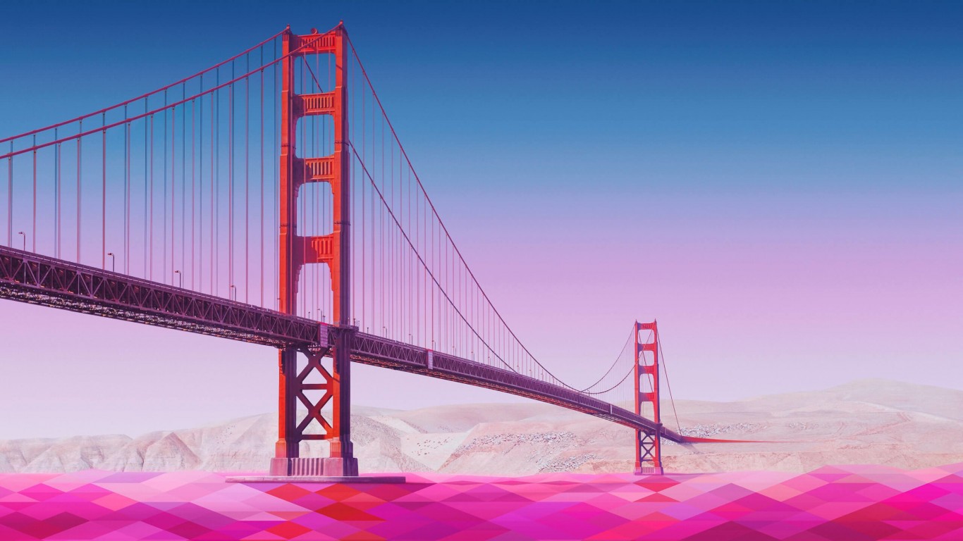 Geometric Golden Gate Bridge Wallpaper for Desktop 1366x768