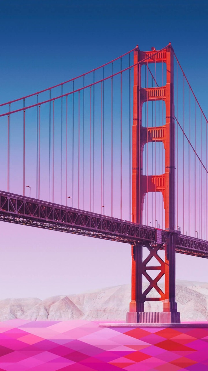 Geometric Golden Gate Bridge Wallpaper for Xiaomi Redmi 1S