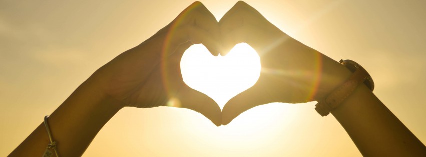 Hand Hearts at Sunset Wallpaper for Social Media Facebook Cover