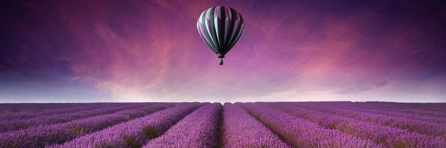 Hot Air Balloon Over Lavender Field Wallpaper for Social Media Twitter Header