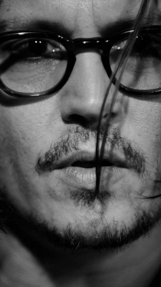 Johnny Depp Black & White Portrait Wallpaper for Motorola Moto E