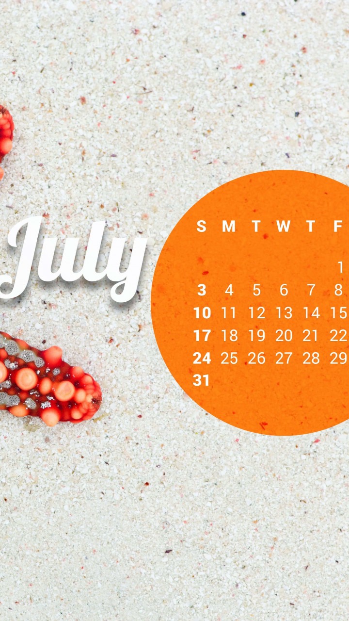July 2016 Calendar Wallpaper for SAMSUNG Galaxy S5 Mini
