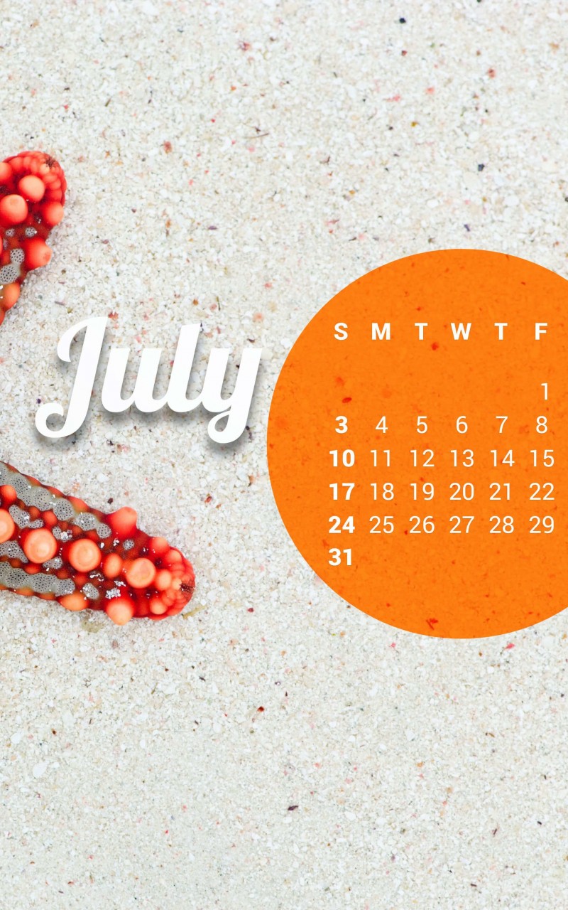 July 2016 Calendar Wallpaper for Amazon Kindle Fire HD