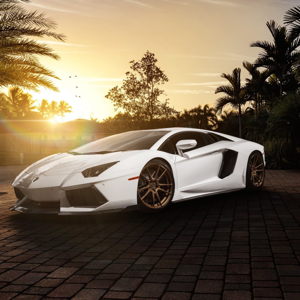 Lamborghini Aventador LP700-4 in White Wallpaper for Apple iPad 2