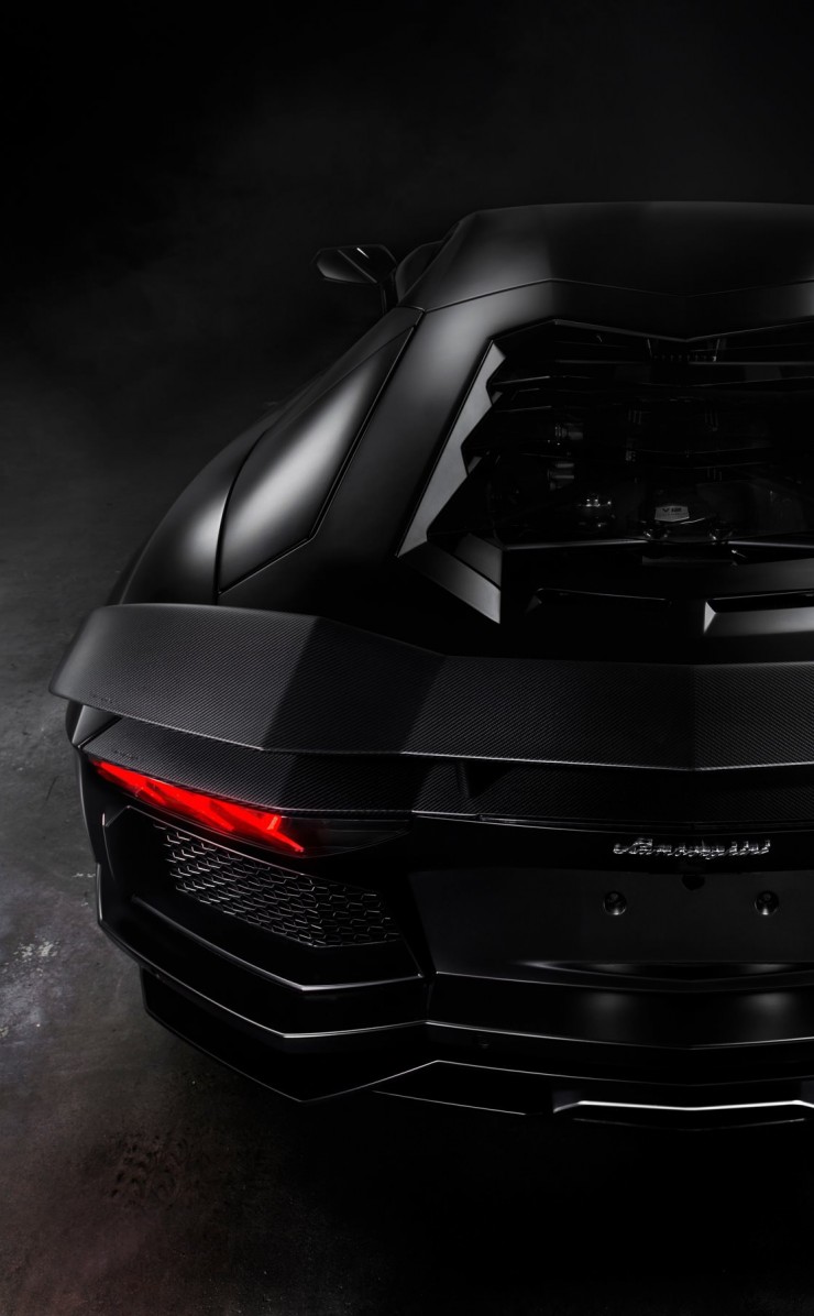 Lamborghini Aventador Matte Black Wallpaper for Apple iPhone 4 / 4s