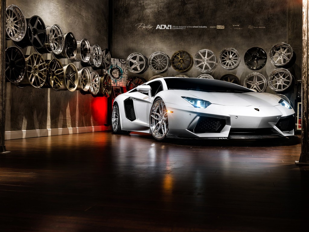 Lamborghini Aventador On ADV.1 Wheels Wallpaper for Desktop 1024x768