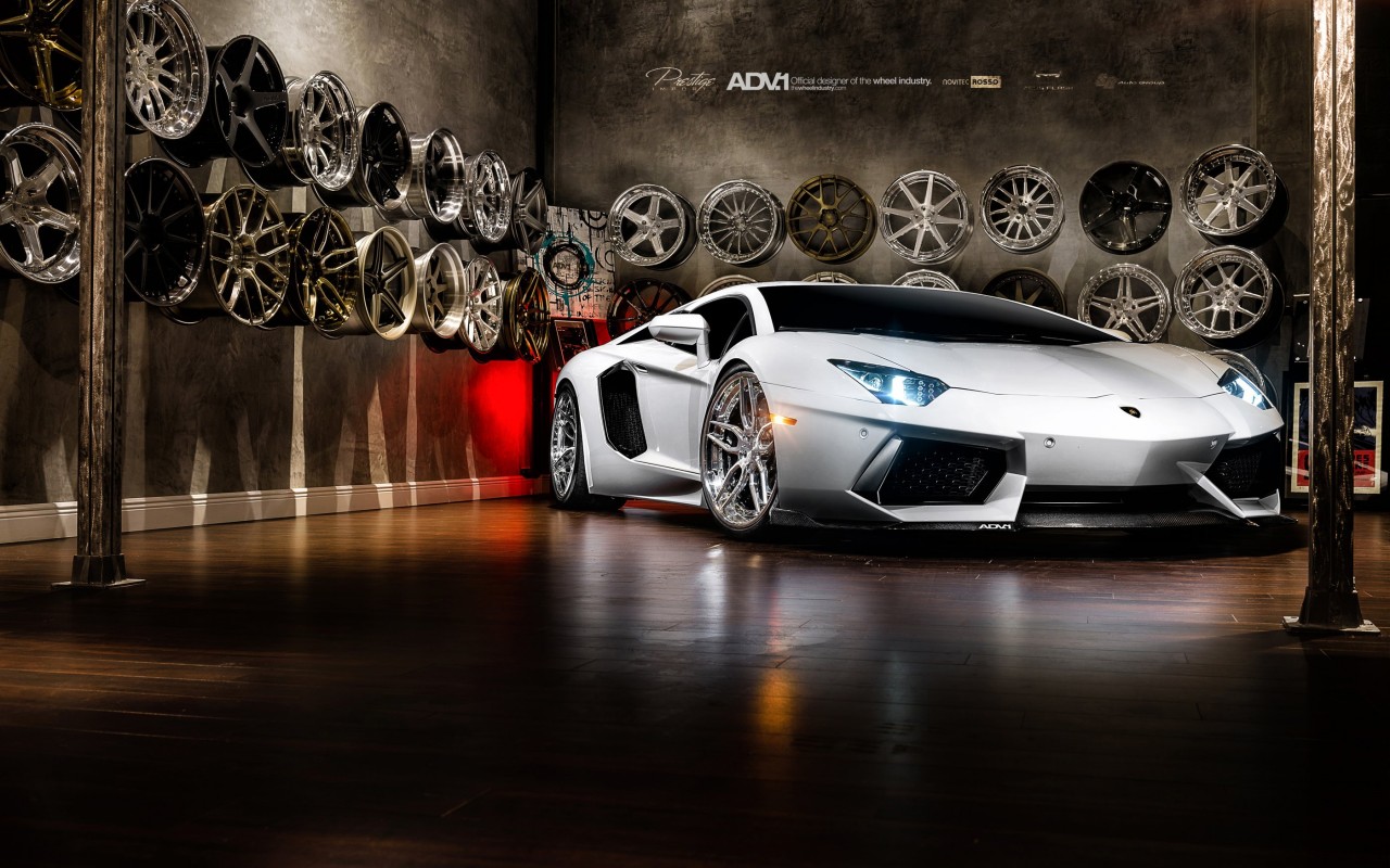 Lamborghini Aventador On ADV.1 Wheels Wallpaper for Desktop 1280x800