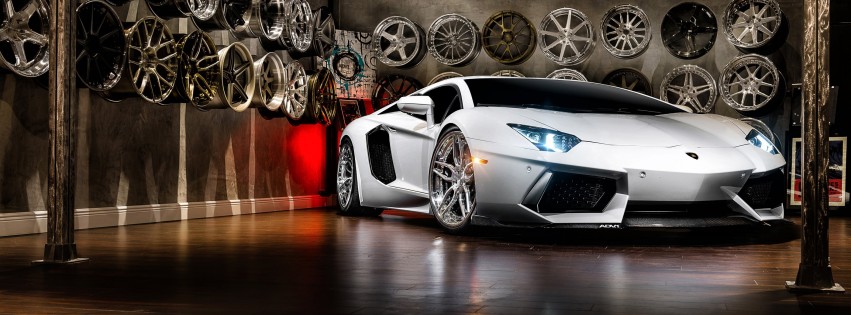Lamborghini Aventador On ADV.1 Wheels Wallpaper for Social Media Facebook Cover