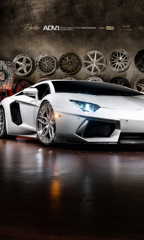 Lamborghini Aventador On ADV.1 Wheels Wallpaper for HTC Desire HD