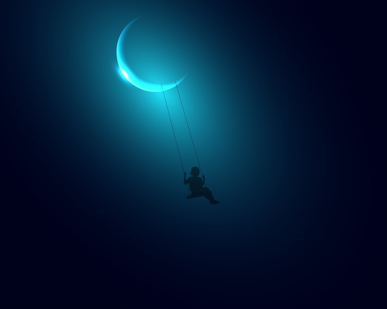 Little Girl Swinging on the Moon Wallpaper for Desktop 1280x1024