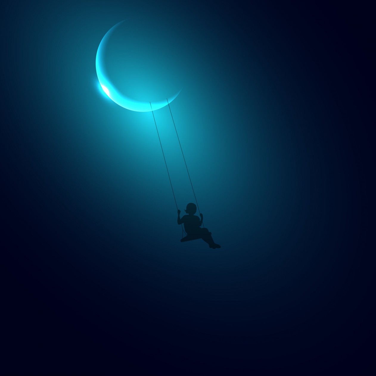 Little Girl Swinging on the Moon Wallpaper for Apple iPad mini