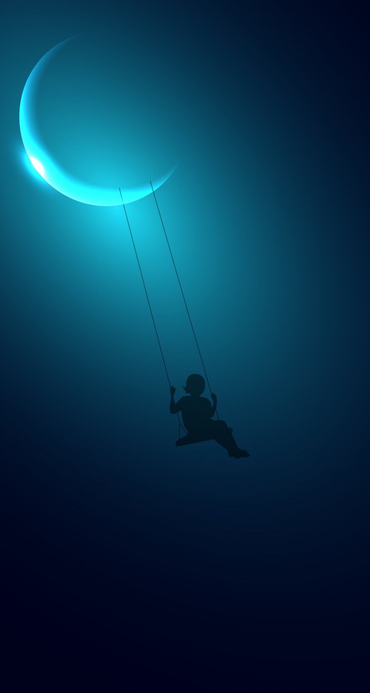 Little Girl Swinging on the Moon Wallpaper for Apple iPhone 5 / 5s