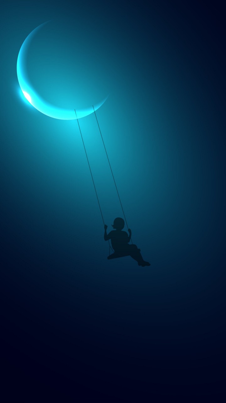 Little Girl Swinging on the Moon Wallpaper for Xiaomi Redmi 1S