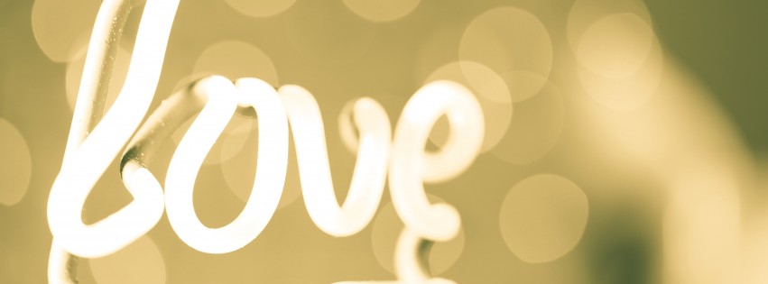 Love Neon Light Typography Wallpaper for Social Media Facebook Cover