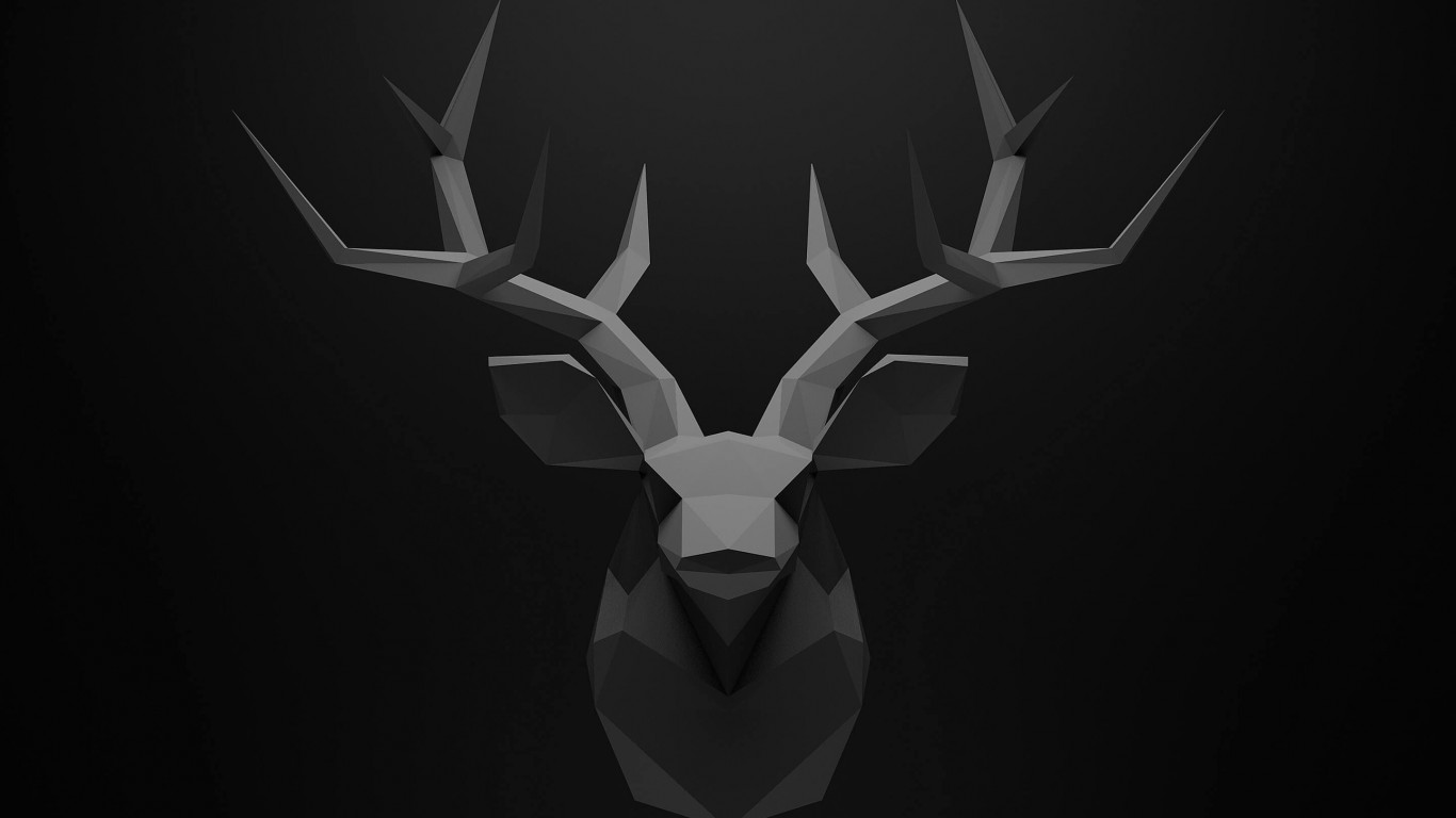 Low Poly Deer Head Wallpaper for Desktop 1366x768