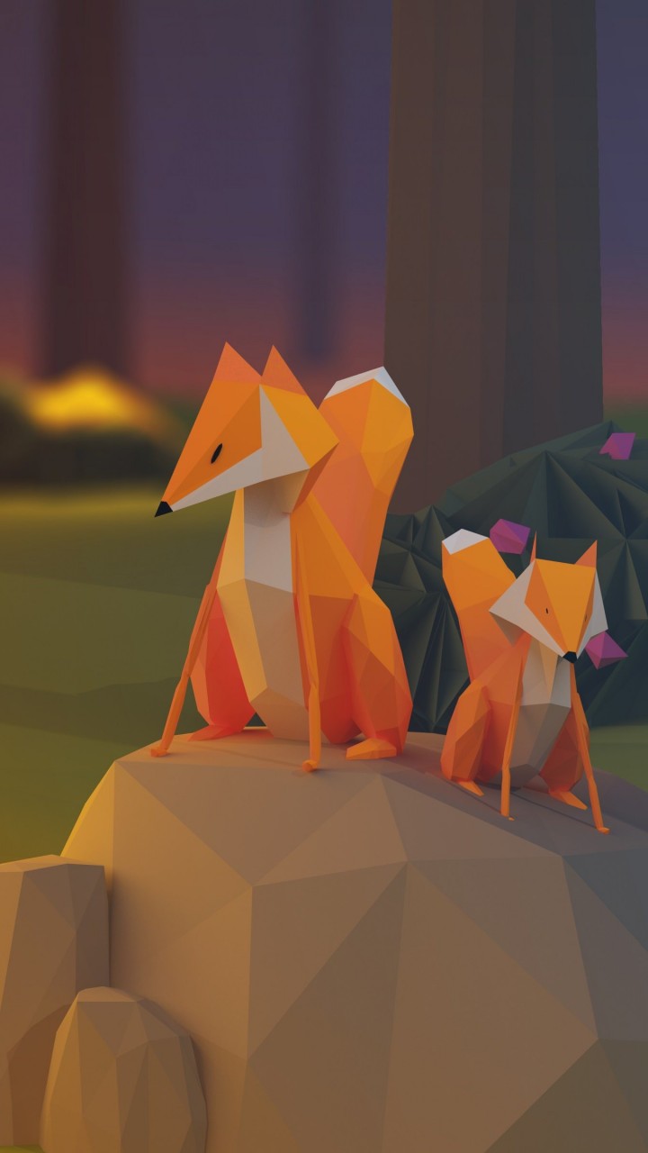 Low Poly Foxes Wallpaper for SAMSUNG Galaxy S3