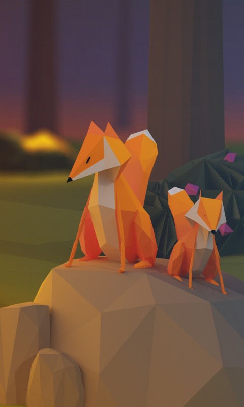 Low Poly Foxes Wallpaper for SAMSUNG Galaxy S3 Mini