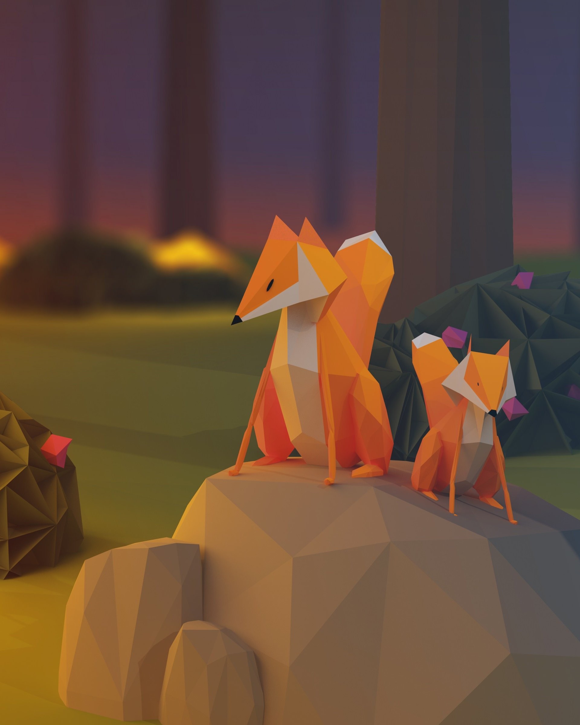 Low Poly Foxes Wallpaper for Google Nexus 7